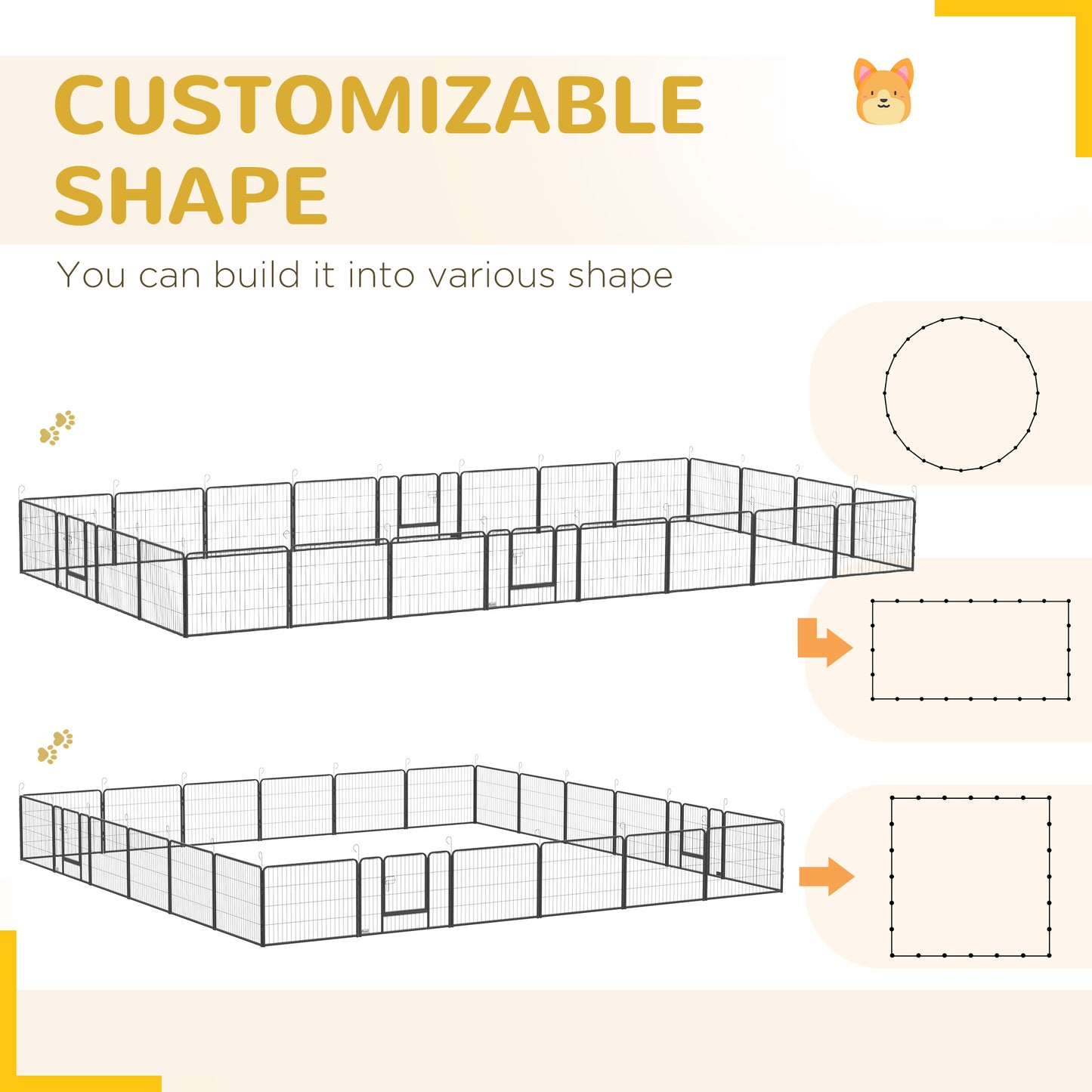 Heavy Duty Dog Playpen, 24 Panel 24" Height Metal Pet Puppy Exercise Pen, DIY Design, Outdoor Indoor, for Small Dogs, Grey