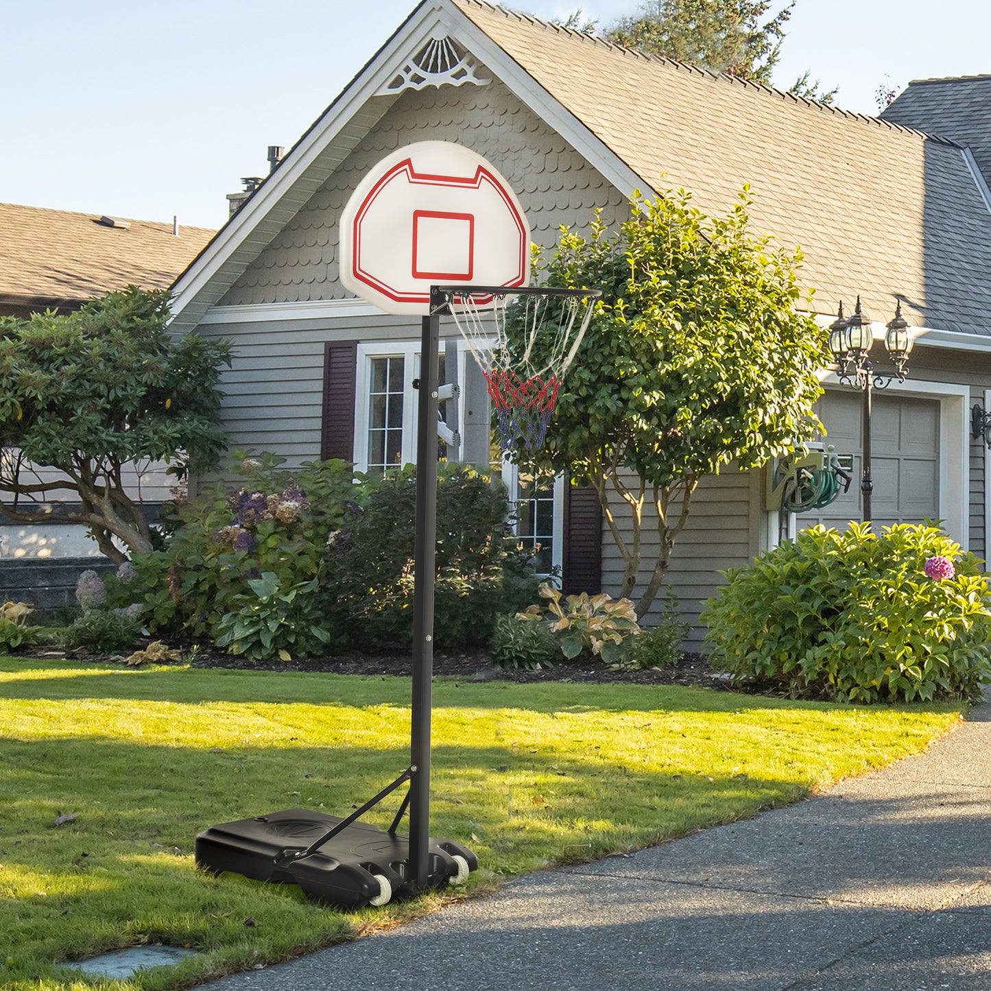 Adjustable 6.3-8.2ft Basketball Hoop System Outdoor Indoor Junior Basketball Stand Team Sport for Kids Youth W/ Wheels for Easy Removable