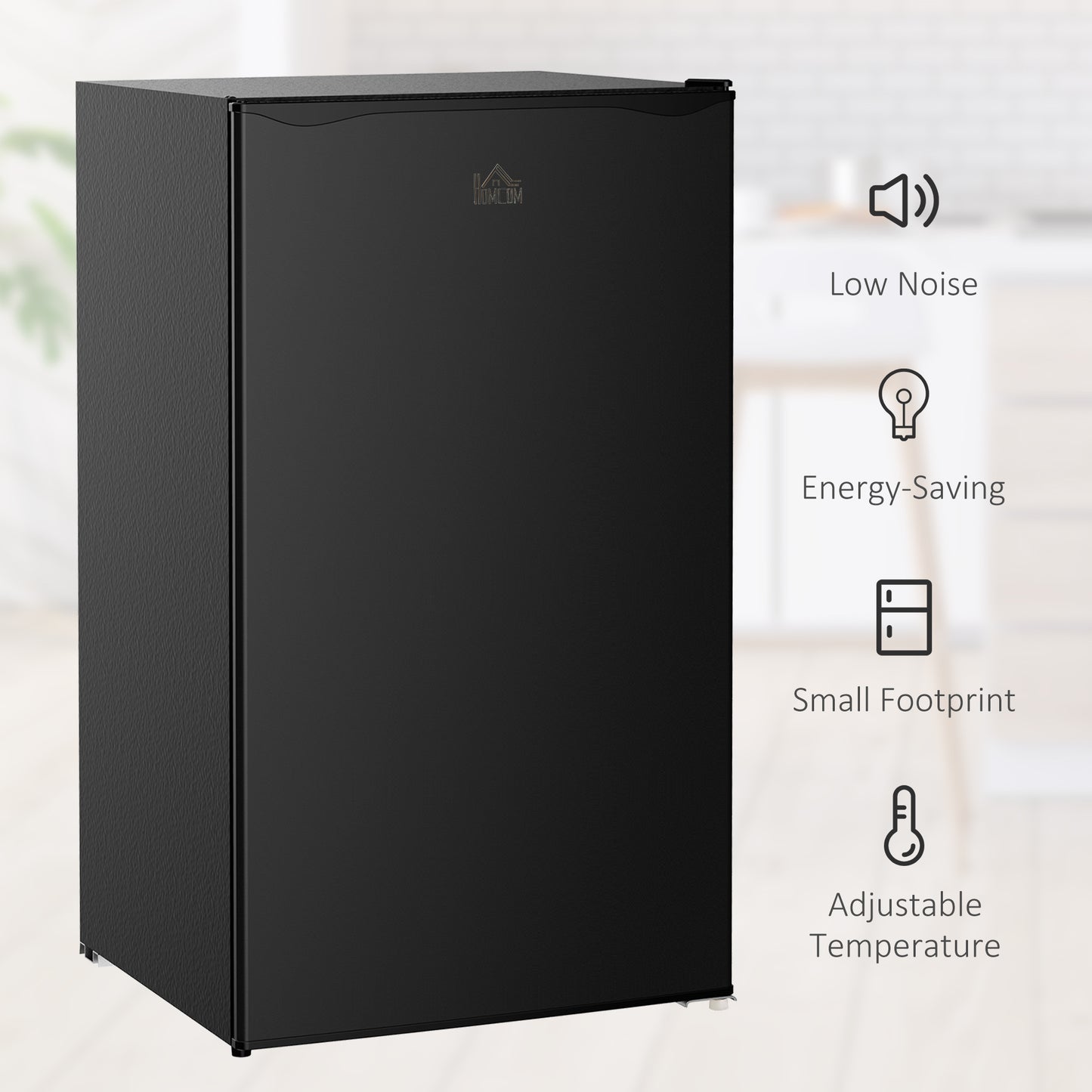 Mini Fridge with Freezer, 3.2 Cu.Ft Compact Refrigerator with Adjustable Shelf, Mechanical Thermostat and Reversible Door for Bedroom, Dorm, Black