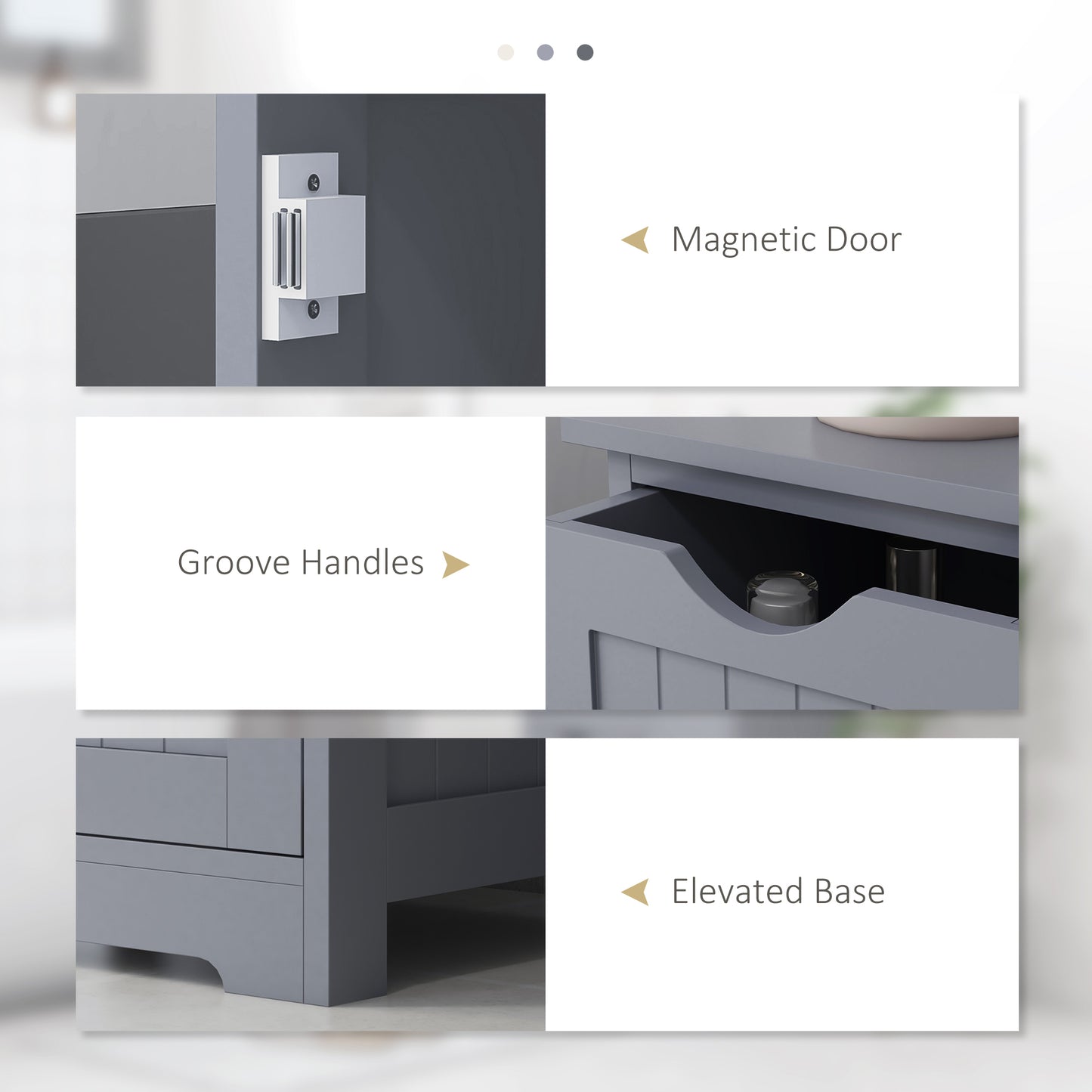 Bathroom Storage Cabinet with Adjustable Shelf and 4 Drawers, in Grey