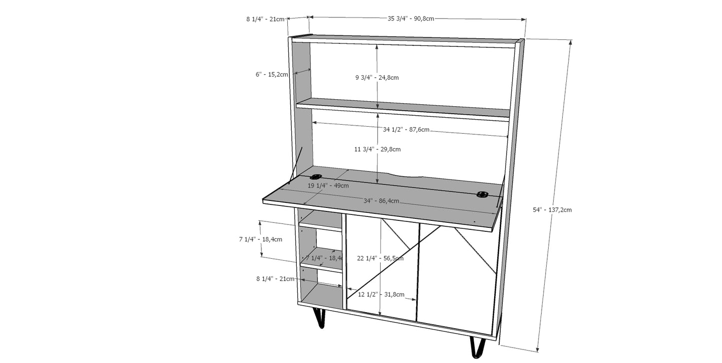 Nexera Slim Secretary Desk /Social Bar, White