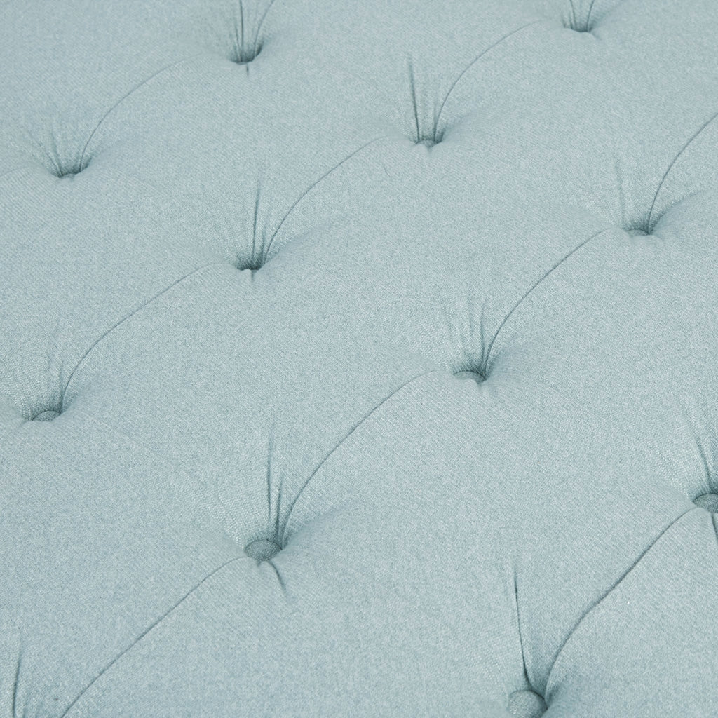 Transitional Square Tufted Ottoman, Blue