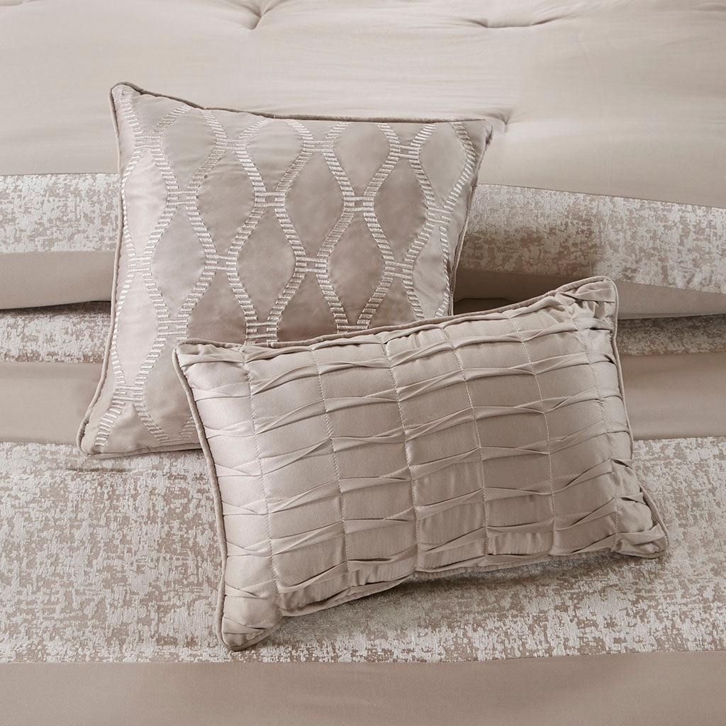 Textured Chennile 7-Piece Comforter Set, Neutral Taupe