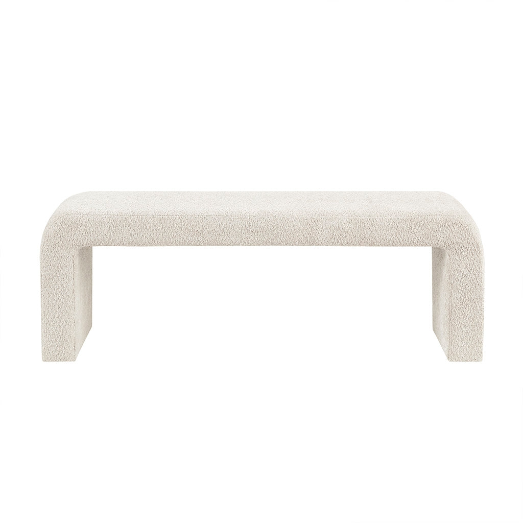 52"W Boucle Waterfall Bench, Cream