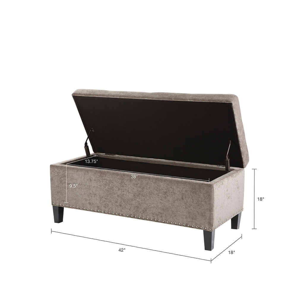 Tufted Accent Ottoman Bench with Interior Storage, Taupe