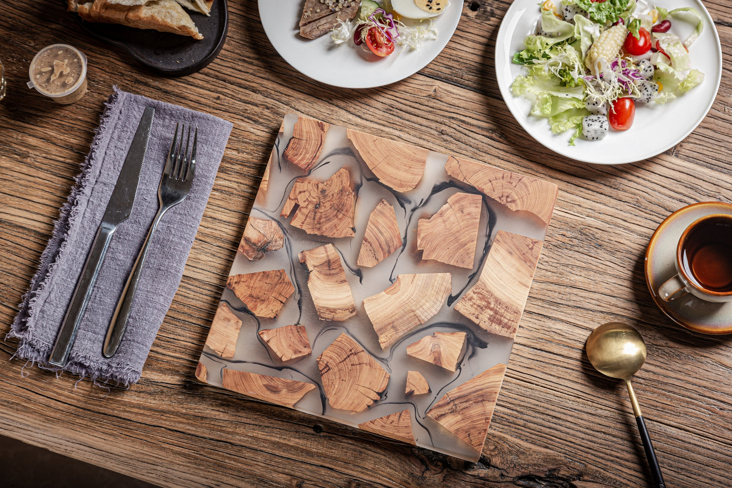 Real Wood Resin Placemat or serve board (24cm, Square) 1 PC 🇬🇧