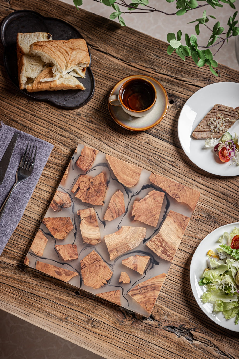 Real Wood Resin Placemat or serve board (24cm, Square) 1 PC 🇬🇧