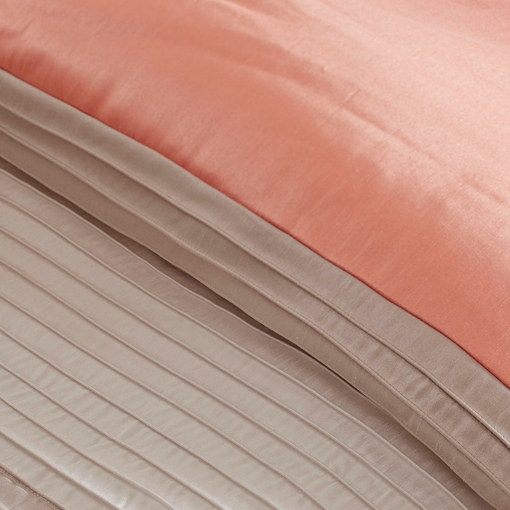 Pintucking 7-Piece Comforter Set, Coral