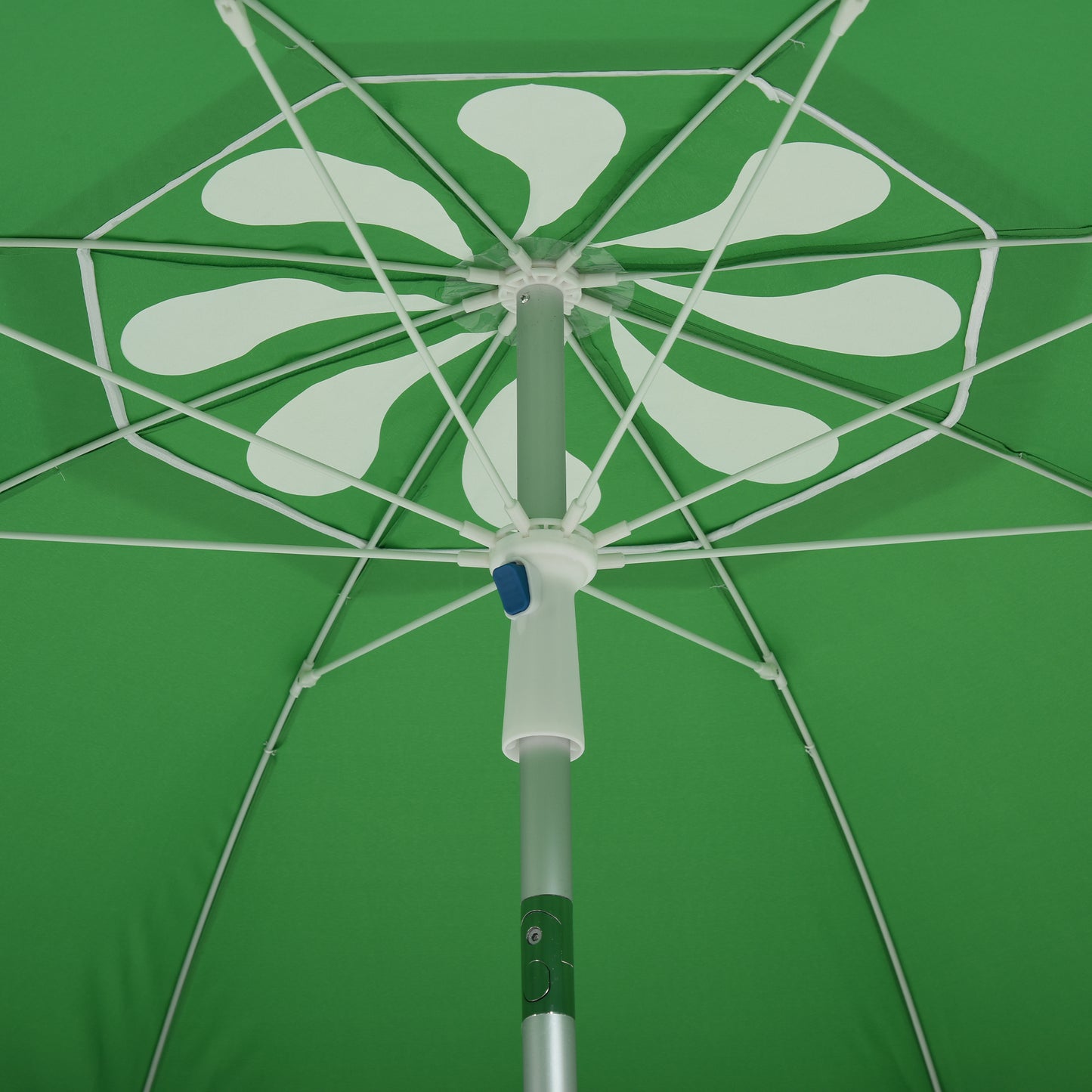 Arc. 6.4ft Beach Umbrella with Aluminum Pole Pointed Design Adjustable Tilt Carry Bag for Outdoor Patio Green