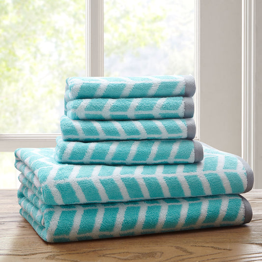 6-Piece Highly Absorbent Bathroom Towel Set, Teal Blue