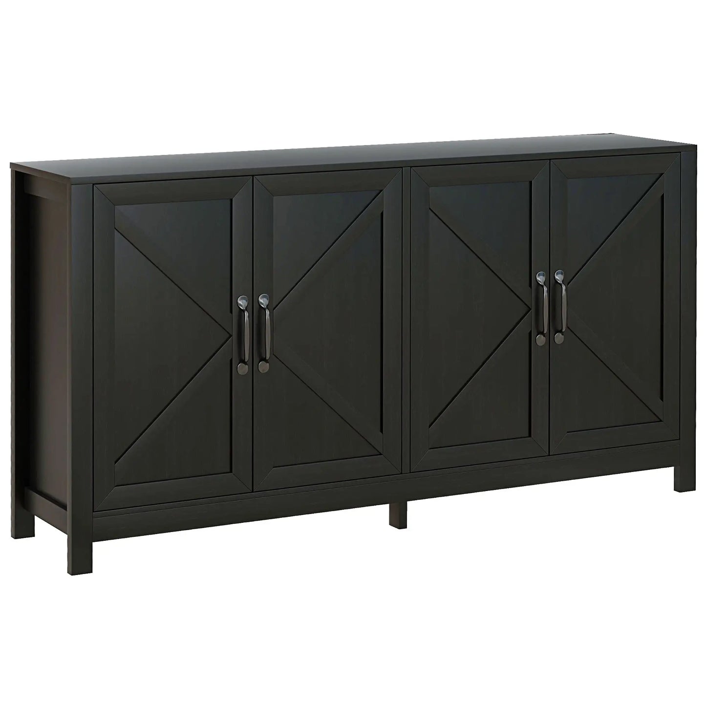 Sideboard Buffet with Barn Door and Adjustable Shelf in Black