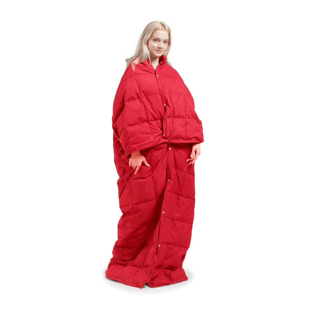 Wearable Blanket Goose Feather & Down, indoor/outdoor in Red