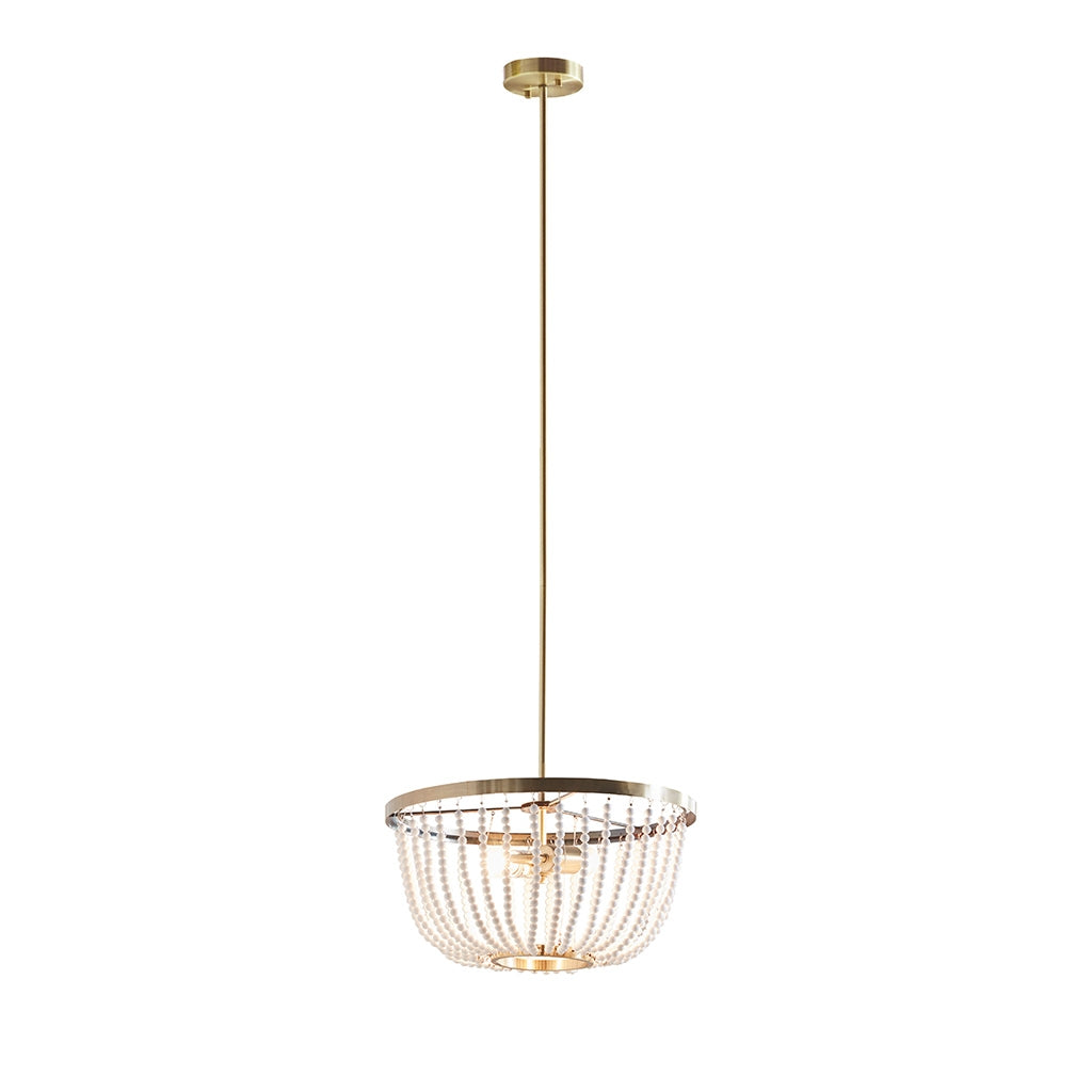 Beads Detailing Brass Finish Chandelier