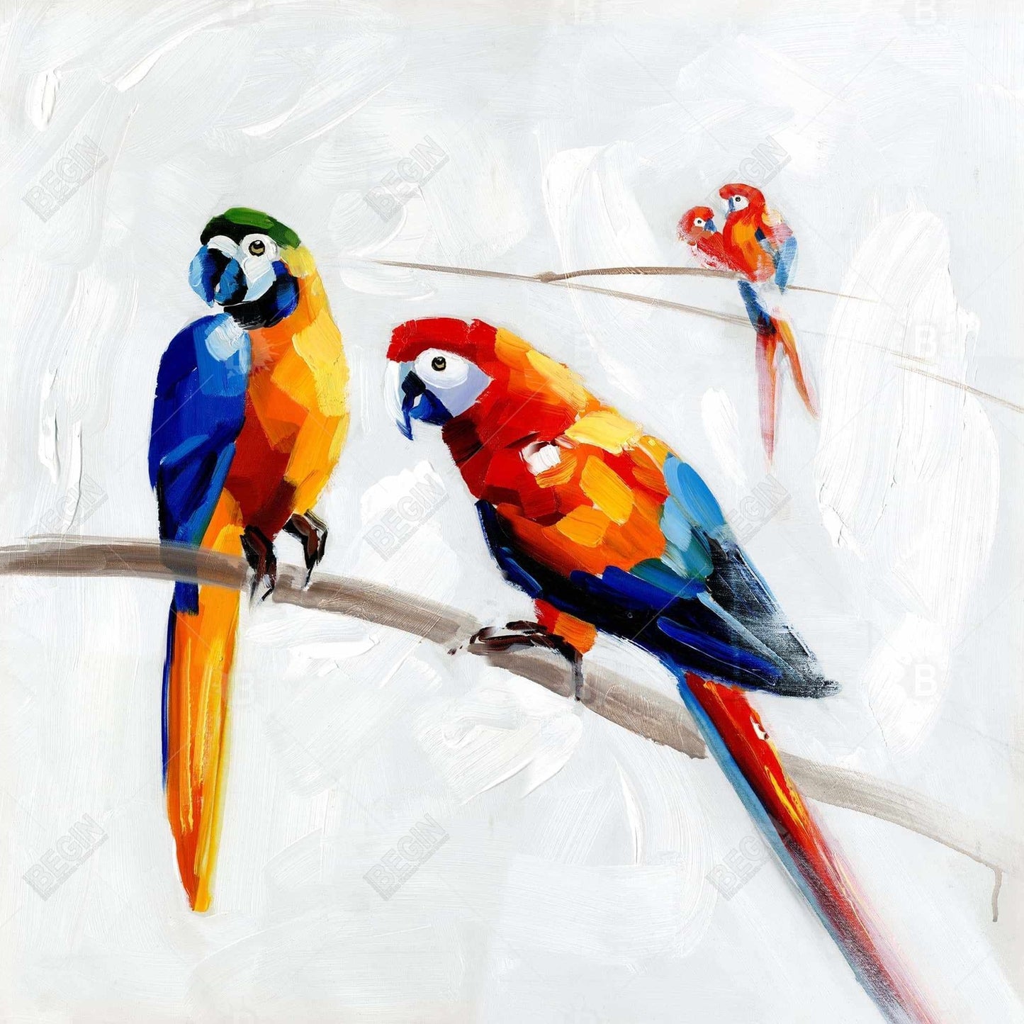 Parrots On A Branch | 71" X 74"