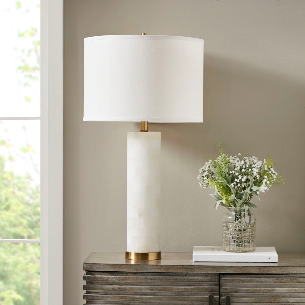 White Alabaster Gold Table Lamp