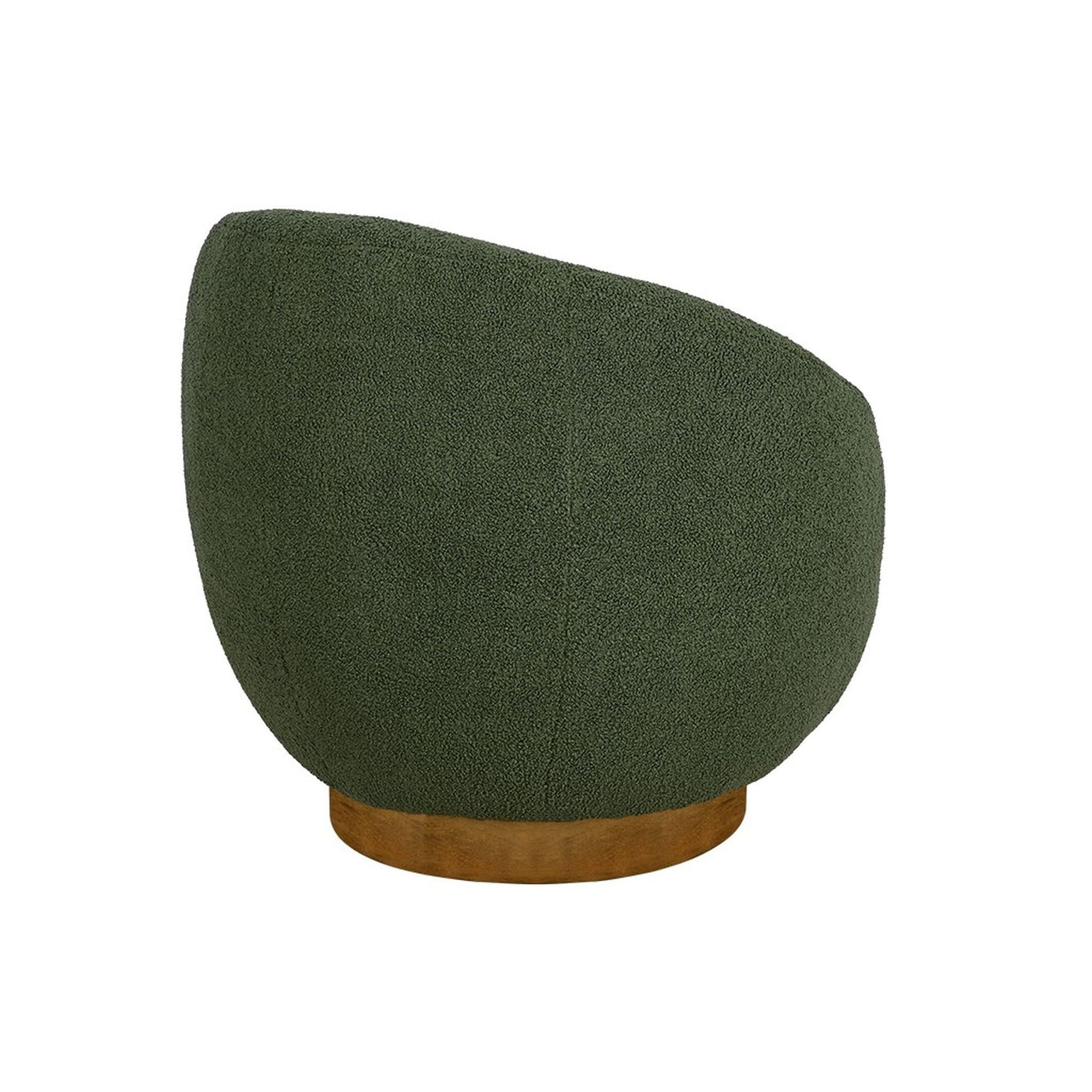 Green Shearling Sherpa Swivel Chair with Wood Base