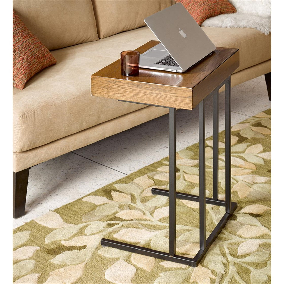 Modern Industrial Side Table Accent Table with Drawer