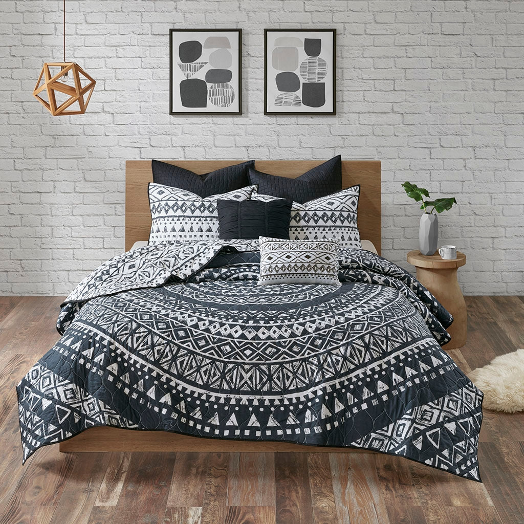 Boho Geo 7-Piece Comforter/Coverlet Set, Black