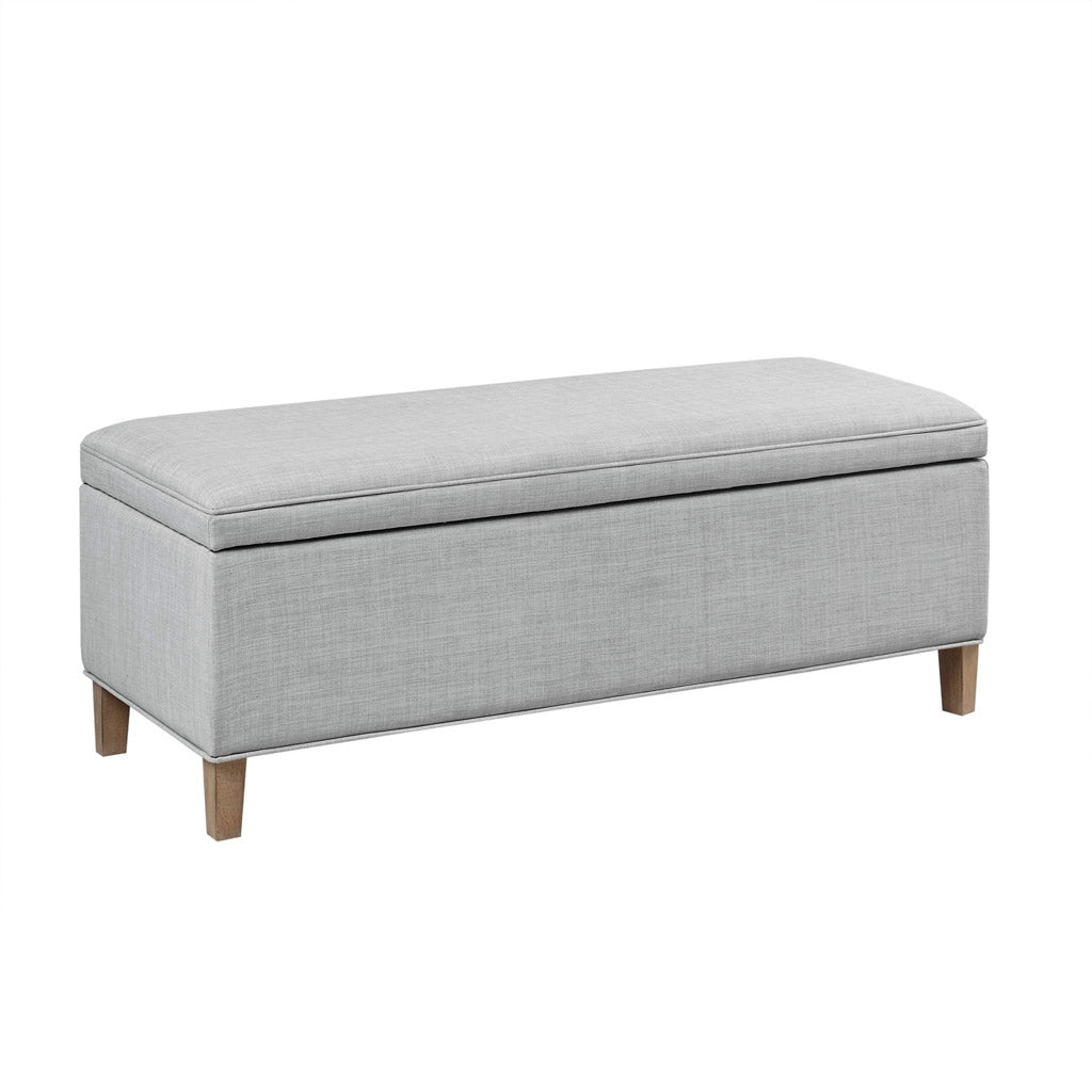 Transitional Upholstered Storage Bench, Grey