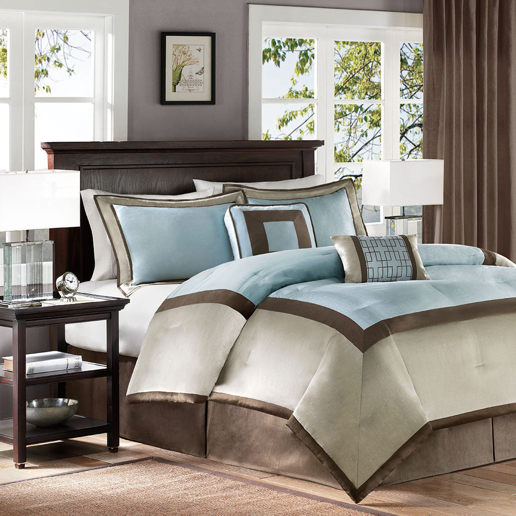 Planum 7-Piece Comforter Set, Brown/Blue