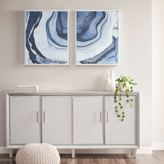 Abstract Blue Framed Wall Art Decor