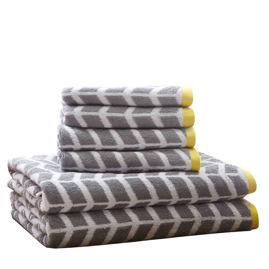 6-Piece Highly Absorbent Bathroom Towel Set, Yellow