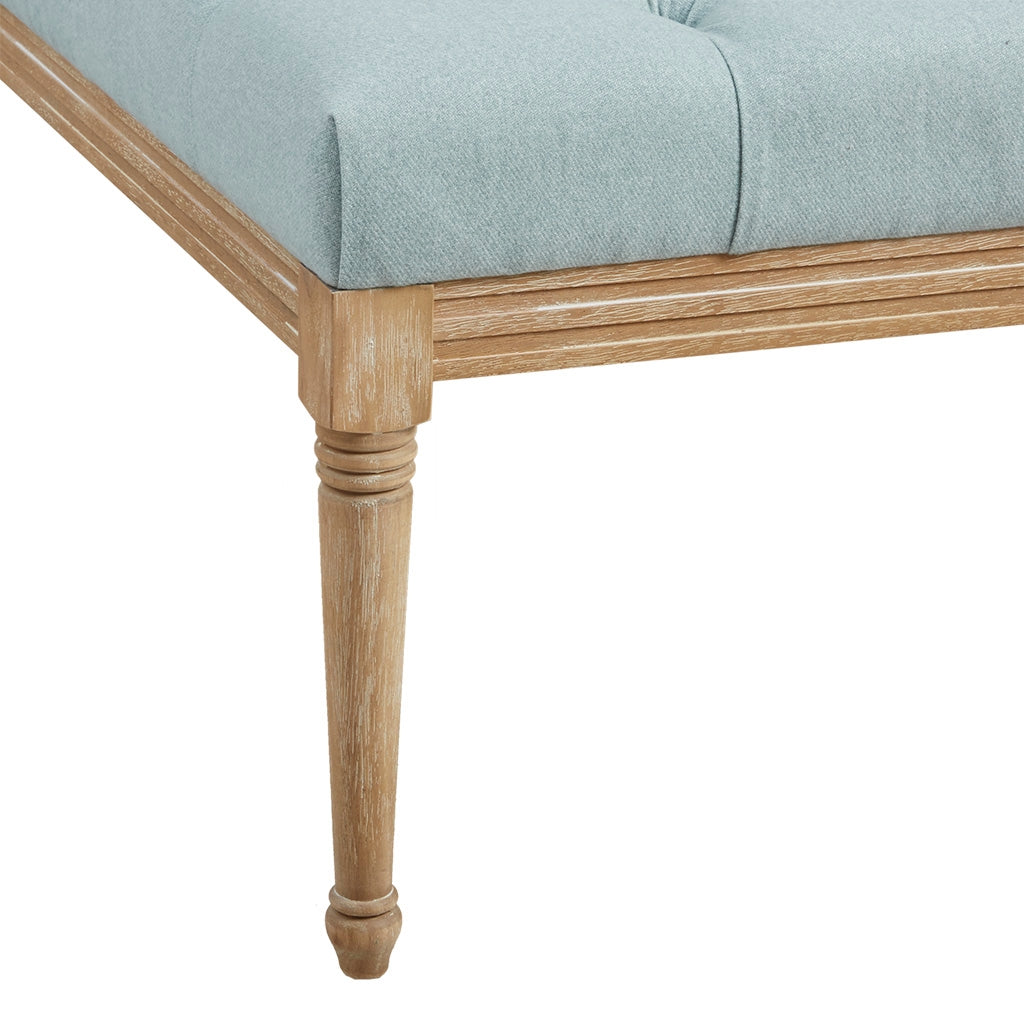 Transitional Square Tufted Ottoman, Blue