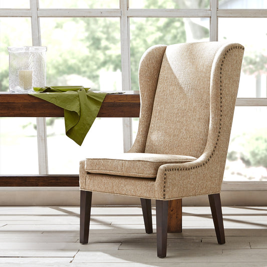 Winged High Back Dining Side Chair, Multi Beige