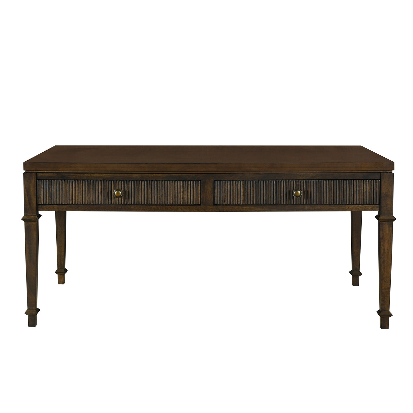 Fluted 2-Drawer Coffee Table, Brown