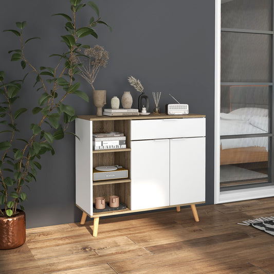 Modern Sideboard Cabinet, Freestanding, with 2 Doors, Drawer and Adjustable Shelves