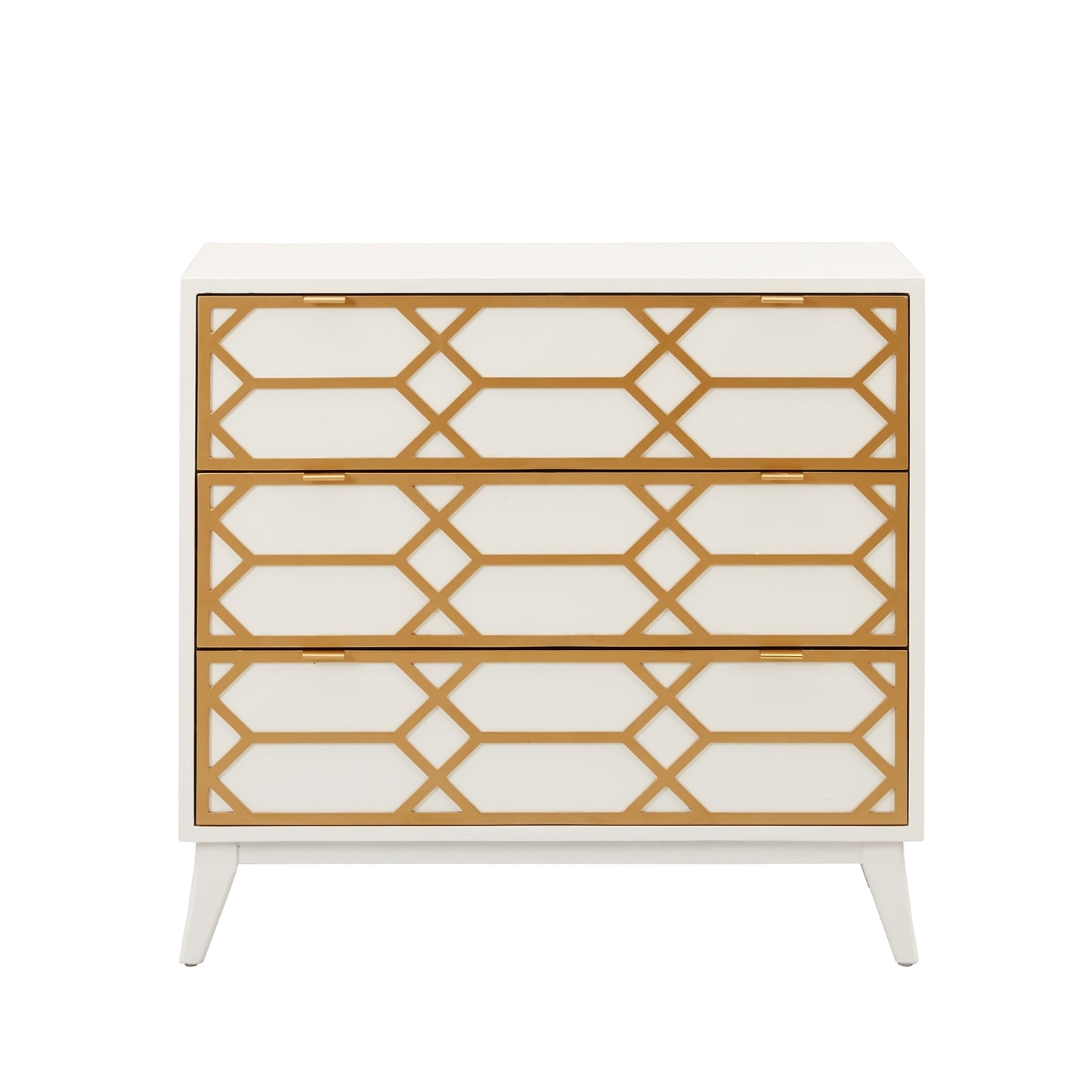 3-Drawer Gold Lattice Accent Chest *