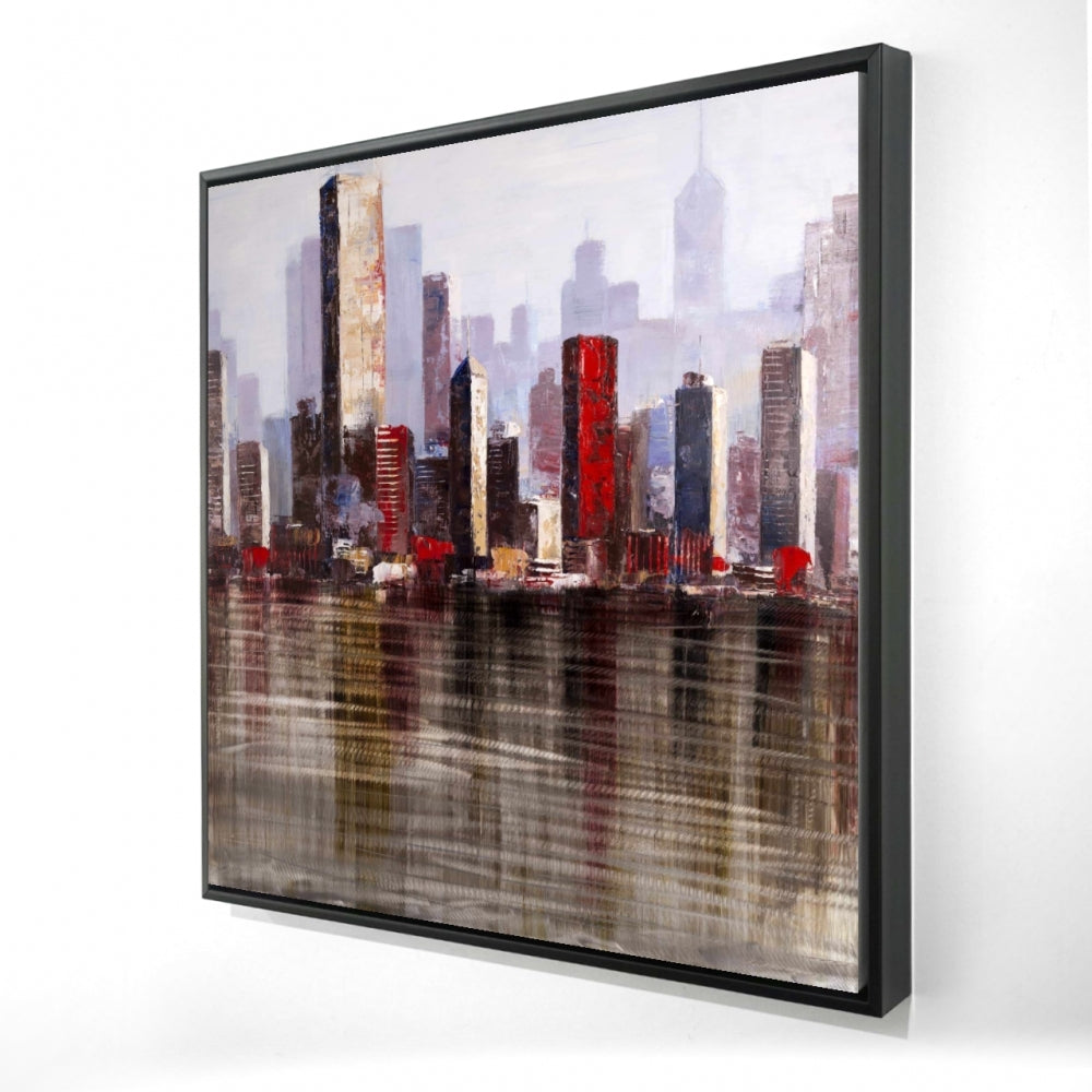 Industrial City Style | Framed Print On Canvas 36" X 36"