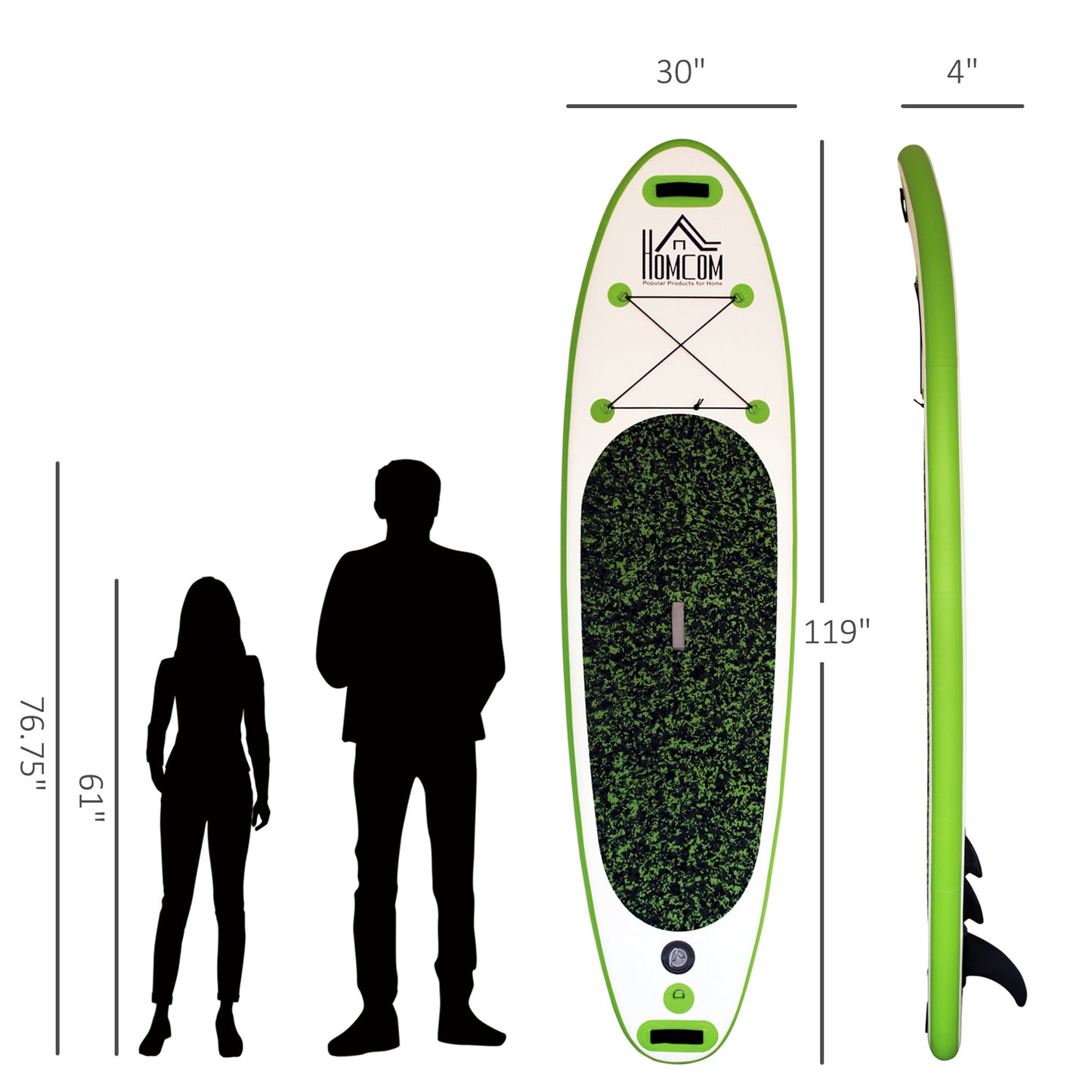 Soozier Inflatable Paddle Board, 120''×30"×4" Stand Up Paddle Board Lightweight & Foldable w/ ISUP Accessories & Carry Bag, Aluminum Paddle, Fix Set, Air Pump, Leash