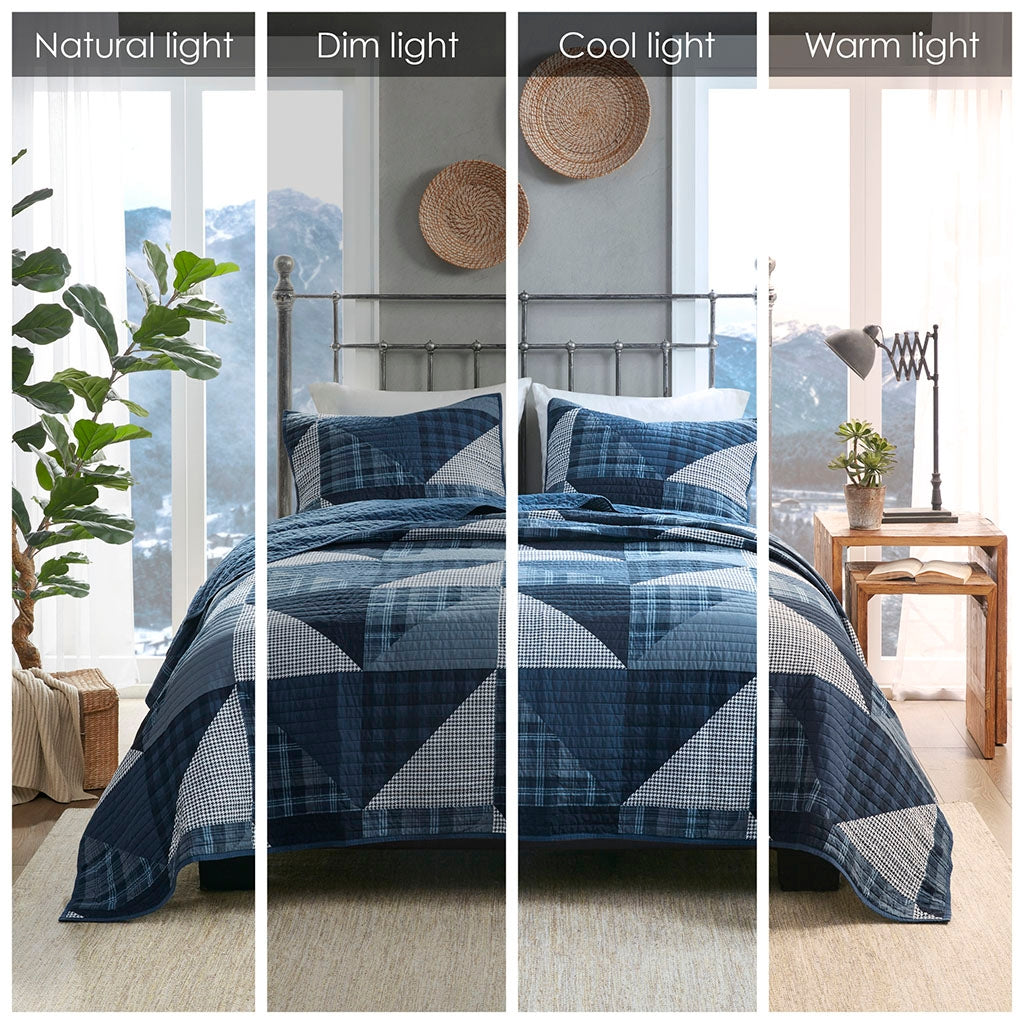 Cottage Oversize 3-Piece Quilt Set, Blue