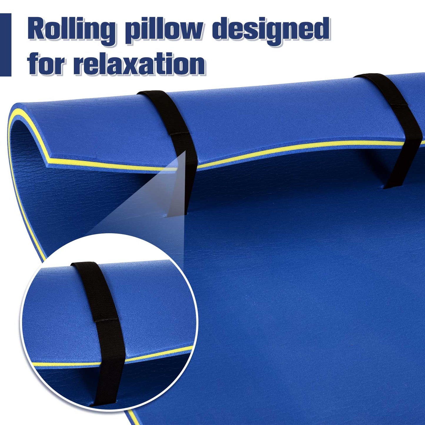 Roll-Up Pool Float Pad for Lakes, Oceans, & Pools, Water Mat for Playing, Relaxing & Recreation, Blue