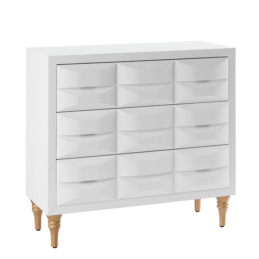 Gloss Wood Finish 3-Drawer Chest, White