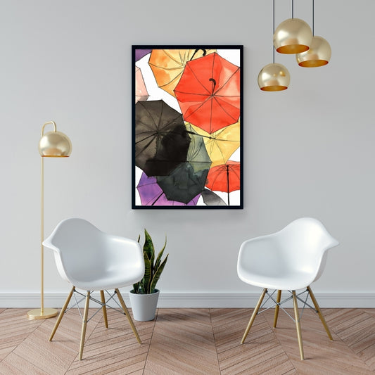 Suspended Umbrellas | Framed Print On Canvas 24" X 36"