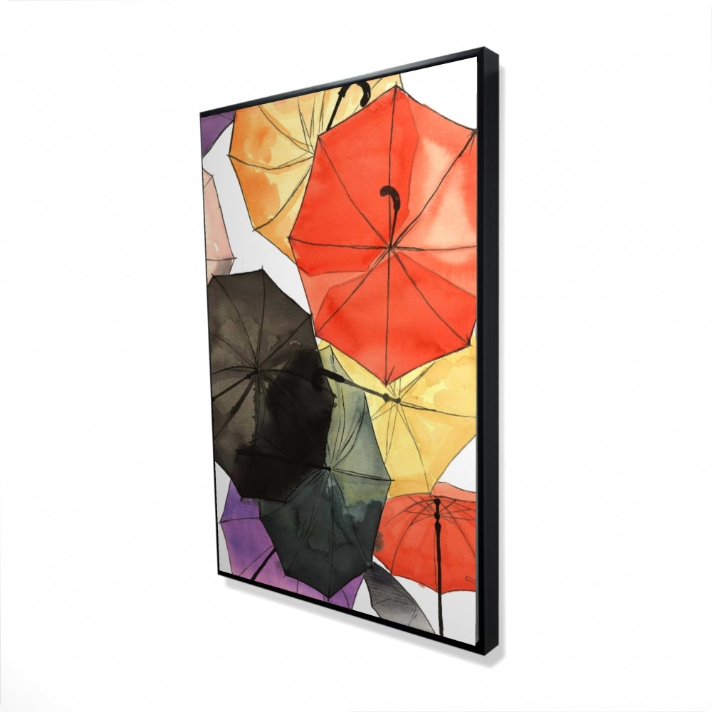 Suspended Umbrellas | Framed Print On Canvas 24" X 36"