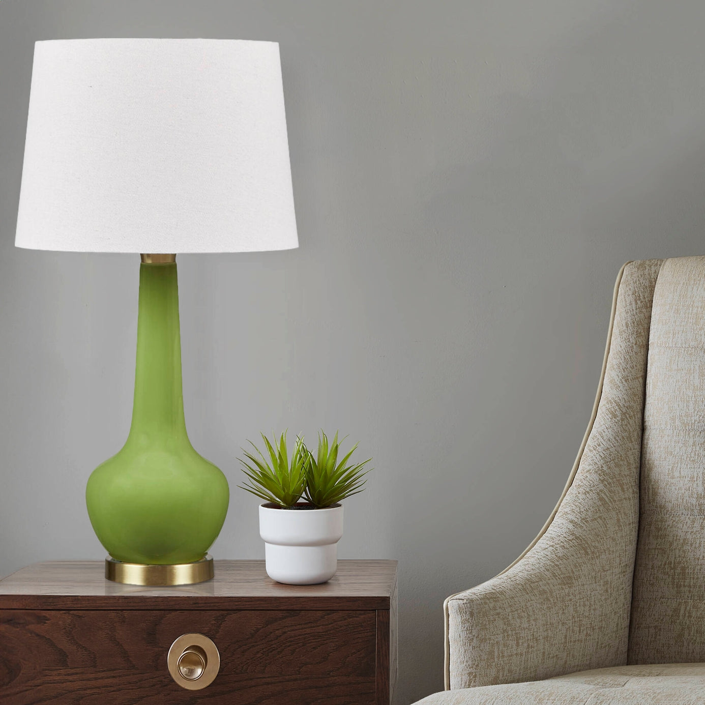 Green Ceramic Genie Table Lamp