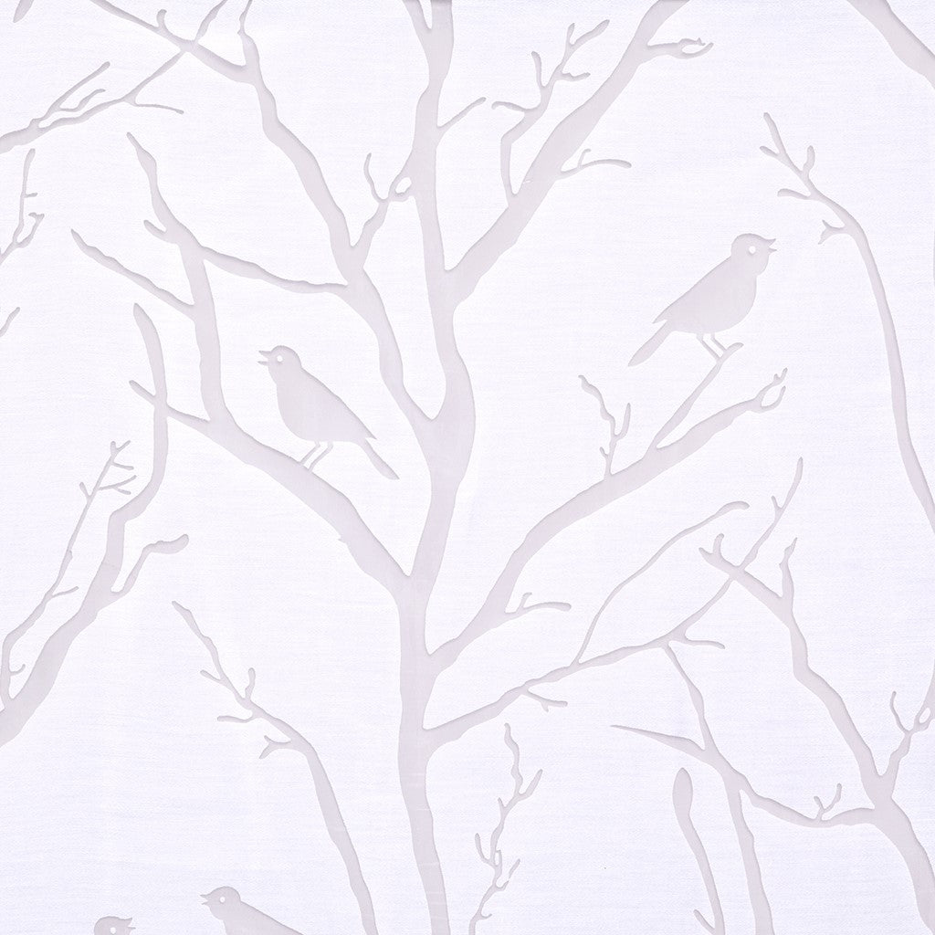 Devore Bird Sheer Window Curtain, White SET OF 2