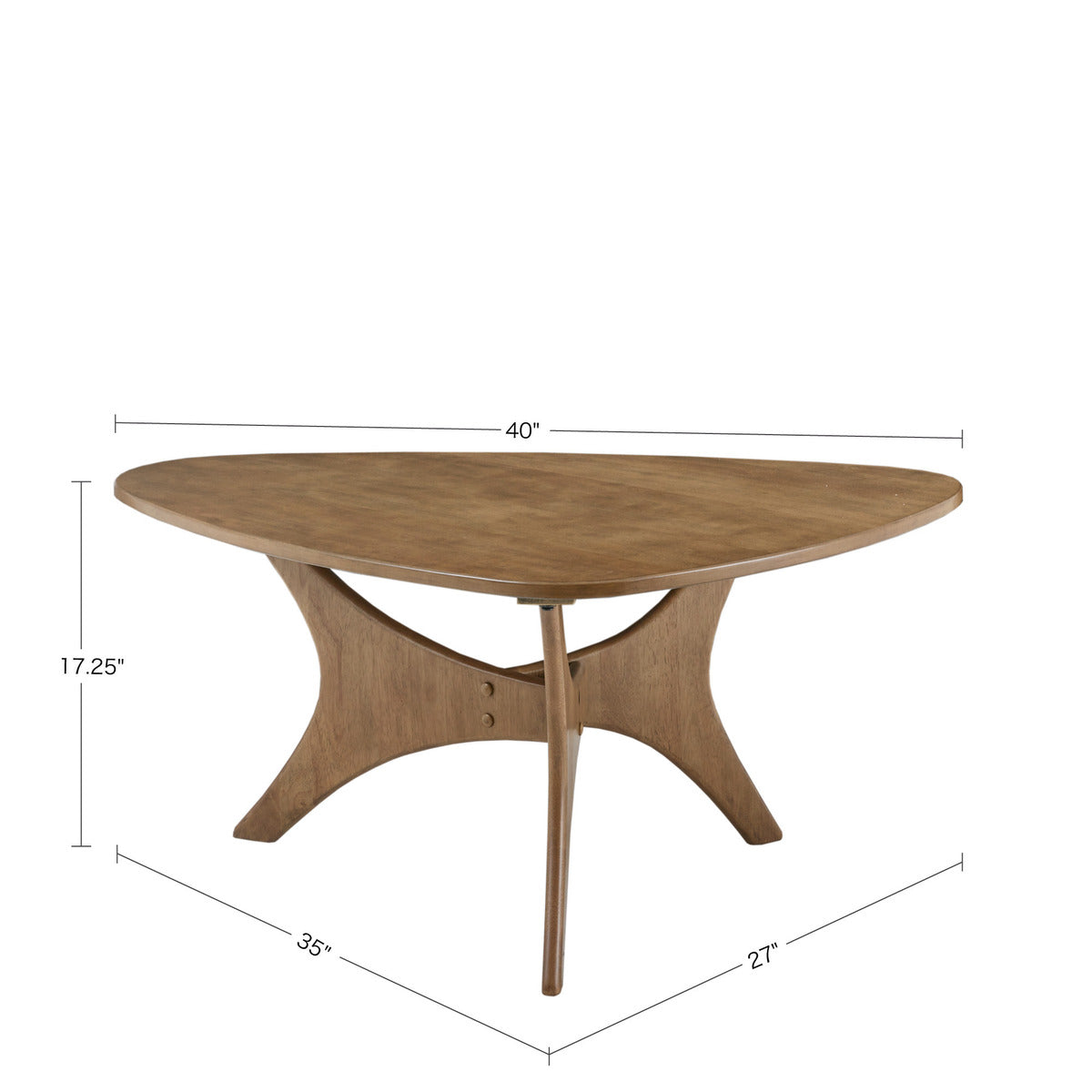 Modern Mid-Century Triangular Wood Coffee Table, Natural