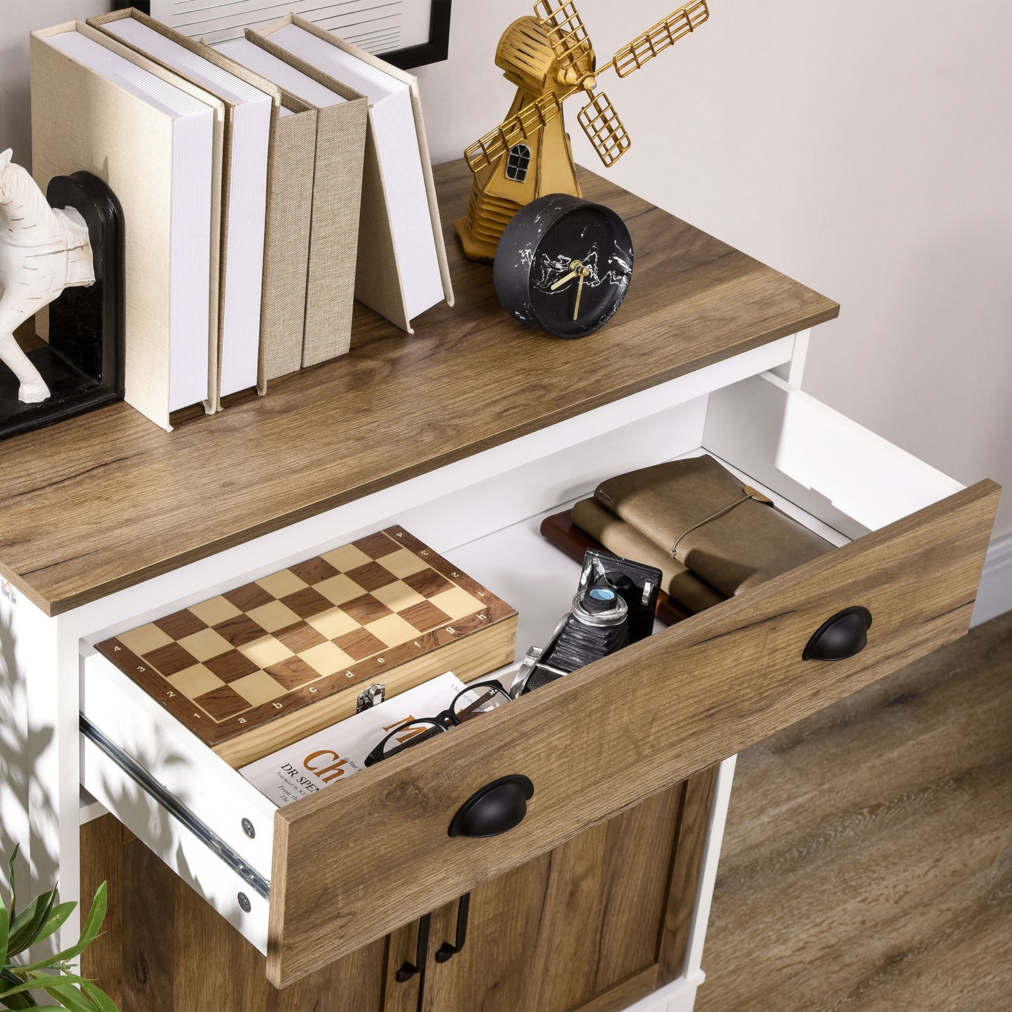 Farmhouse Sideboard, with Drawer and 2 Doors, Distressed Wood Grain