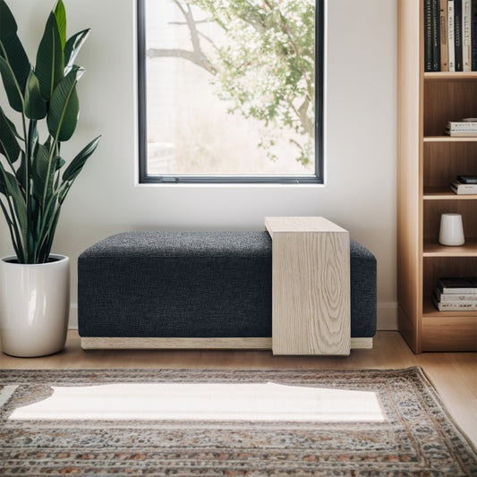 Bench/Cocktail Ottoman with Movable Table Top, Dark Grey*