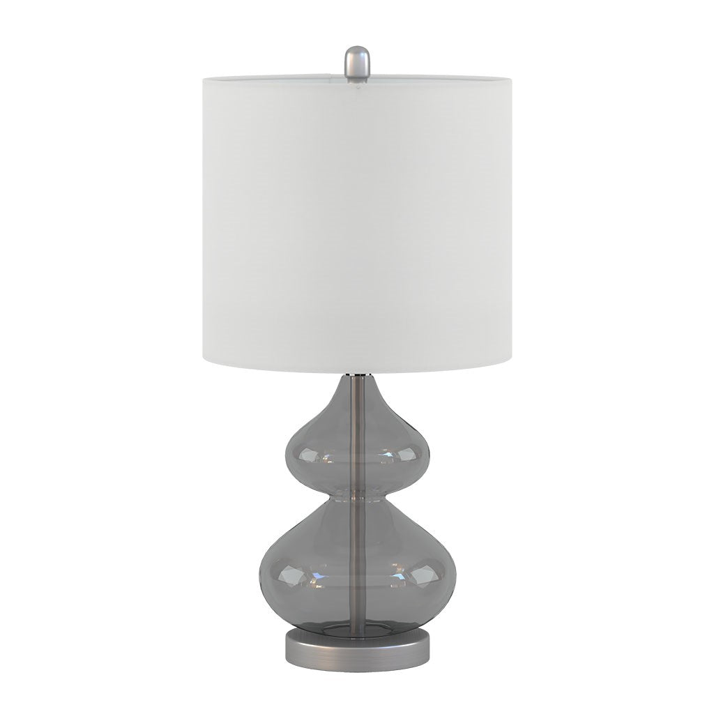 Clear Glass Base Table Lamps, Grey Glass (SET OF 2)