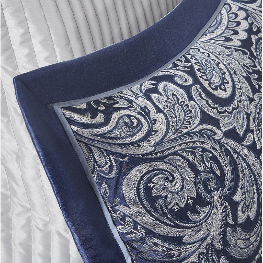 Paisley 12-Piece Complete Comforter Set and Sheet Set, Blue