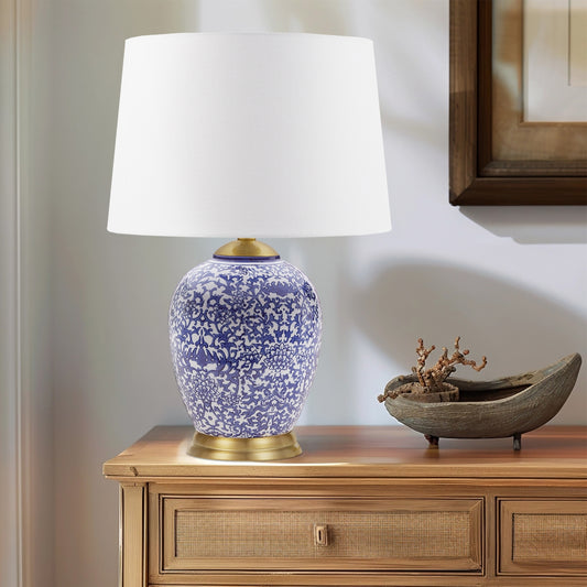 Blue Ceramic Ginger Jar Table Lamp