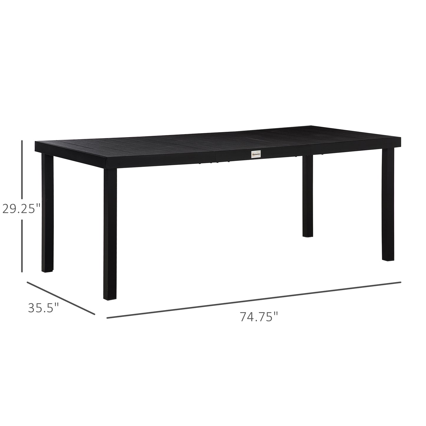 Patio Dining Table for 8, Rectangular Aluminum Outdoor Table for Garden Lawn Backyard, Black