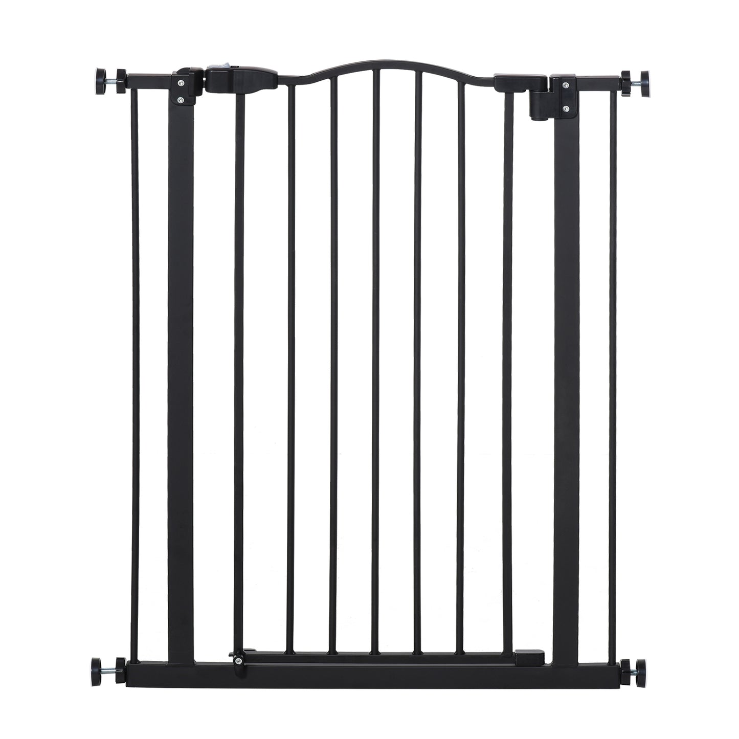 PawHut Extra Tall Dog Gate with Door, Pressure Fit, Auto Close, Double Locking for Doorways Hallways Stairs, Black