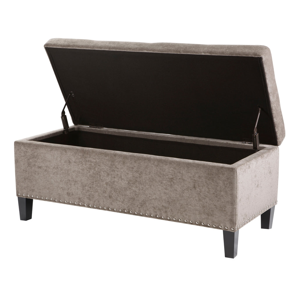 Tufted Accent Ottoman Bench with Interior Storage, Taupe