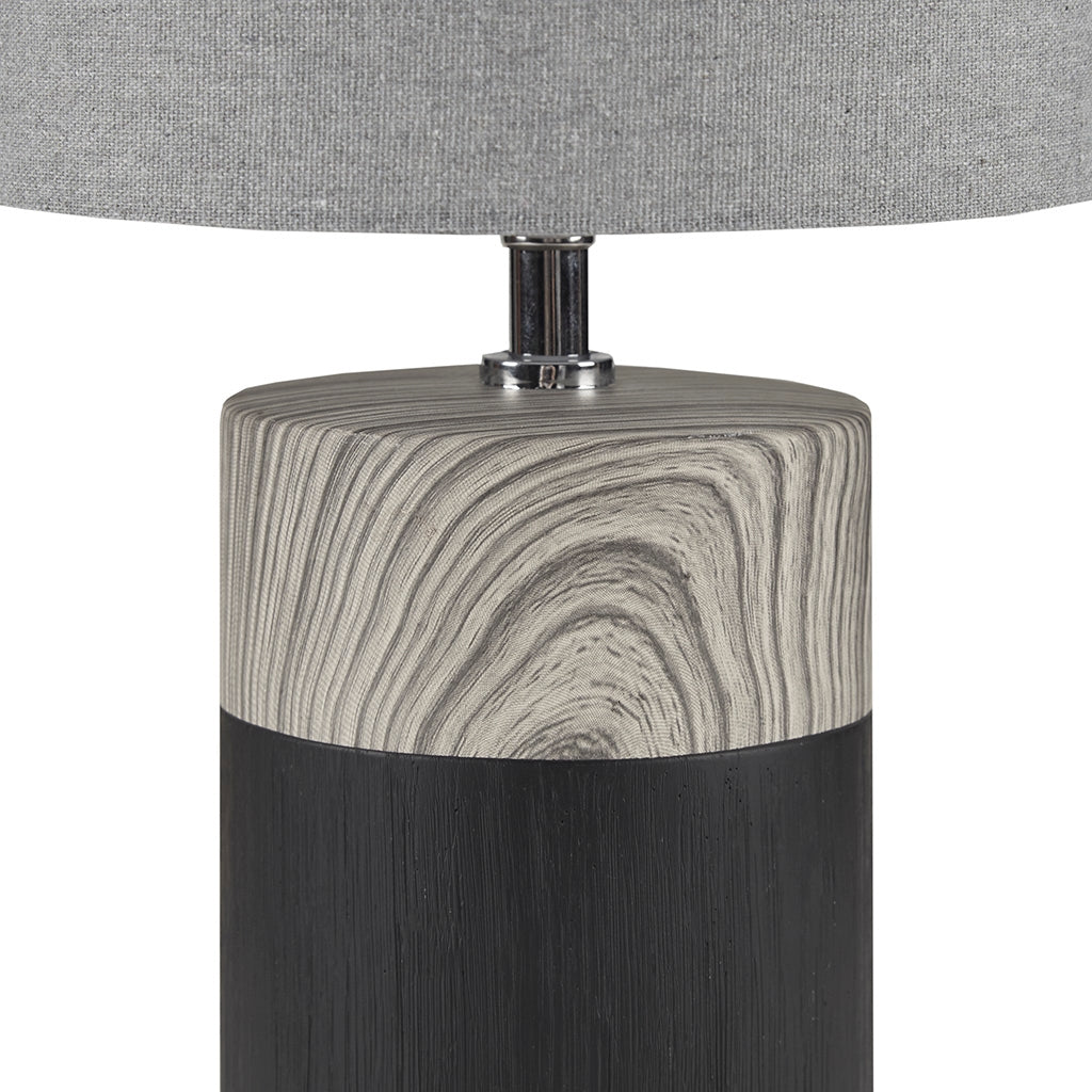 Mid-Century Wood Grain Table Lamp, Matte Black